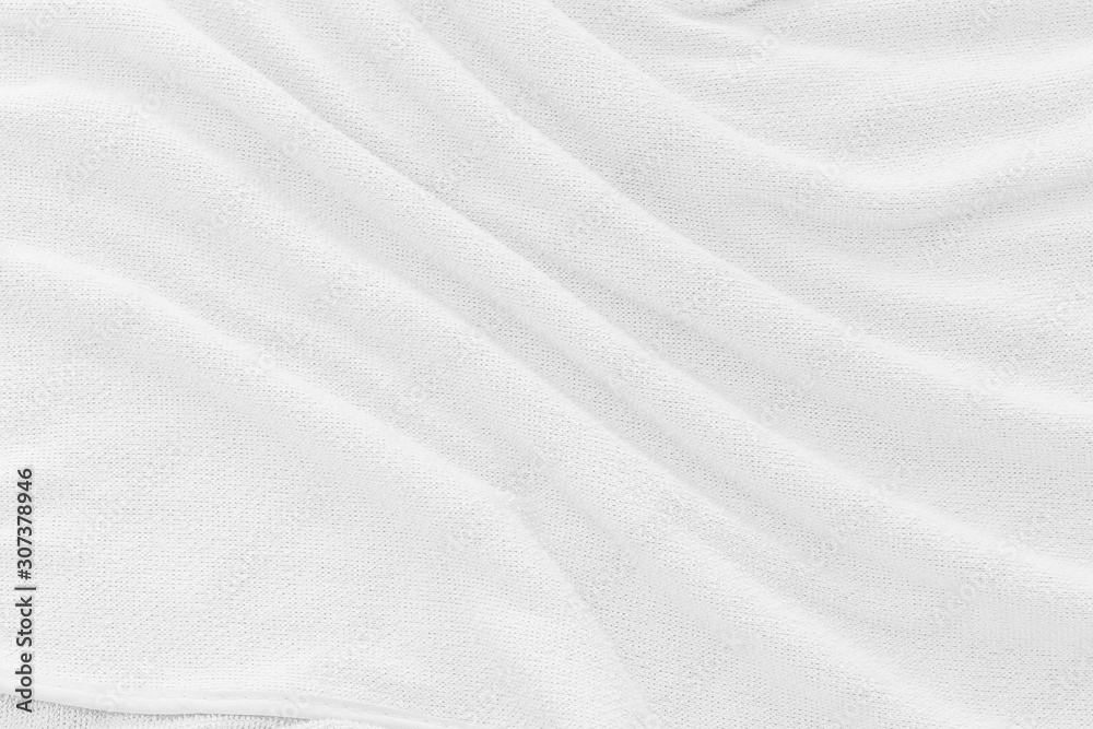 White fabric texture background. Abstract wave canvas surface.