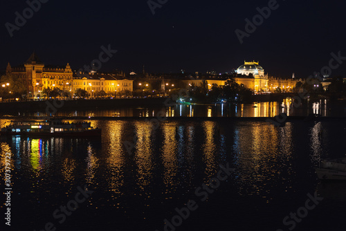 Night view of the National Theatre in Prague Czech Republic © Massimo