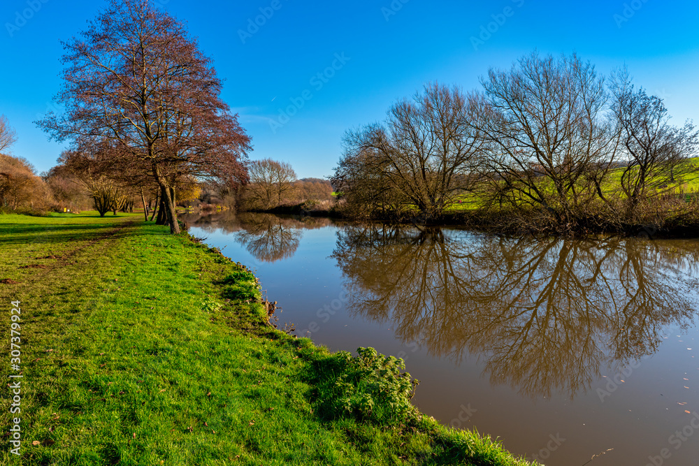 River Medway in Kent, England near Teston, Maidstone River Medway in Kent, England near Teston, Maidstone