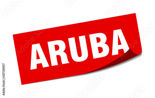 Aruba sticker. Aruba red square peeler sign