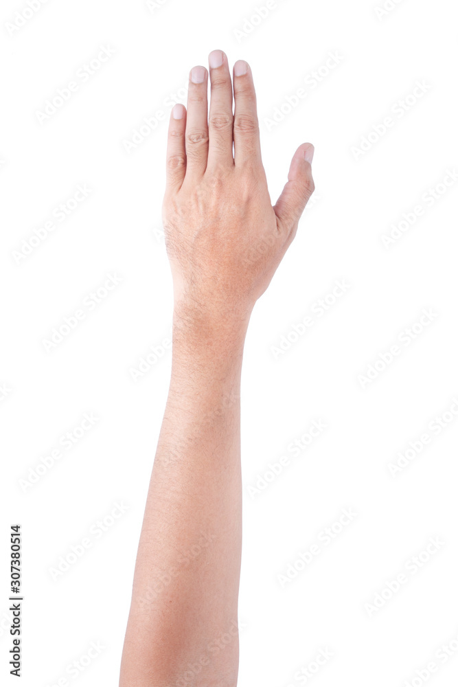 Male asian hand gestures Full turn view isolated over the white background. Male asian hand gestures Full turn view isolated over the white background.