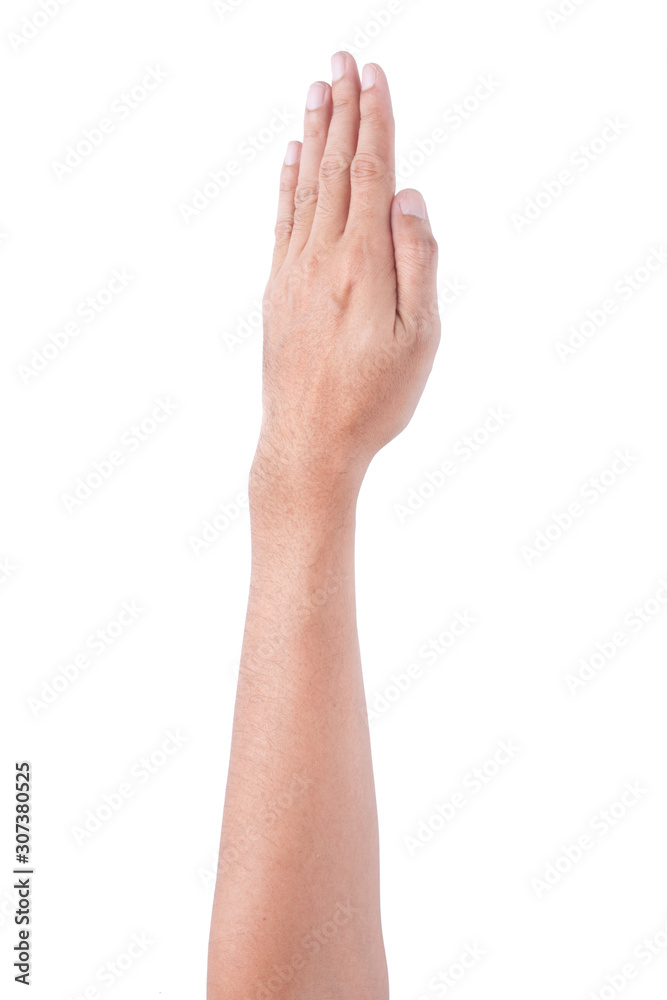 Male asian hand gestures Full turn view isolated over the white background. Male asian hand gestures Full turn view isolated over the white background.