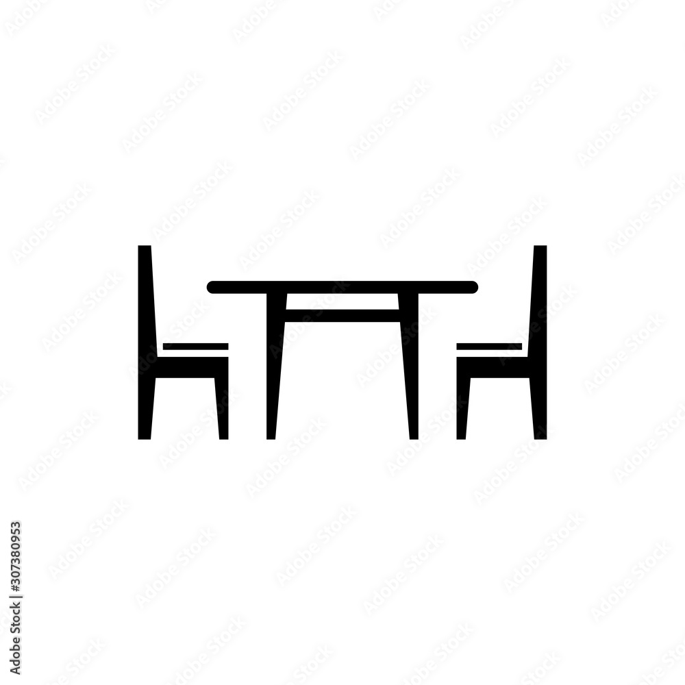 Dining room furniture of a table with chairs icon vector Dining room furniture of a table with chairs icon vector