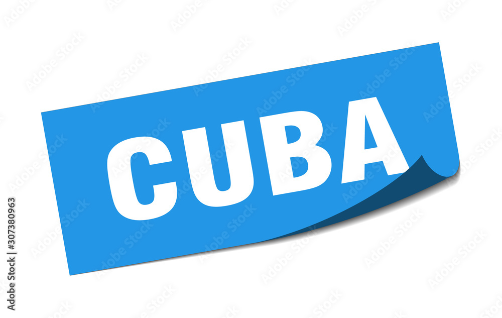 Cuba sticker. Cuba blue square peeler sign Cuba sticker. Cuba blue square peeler sign