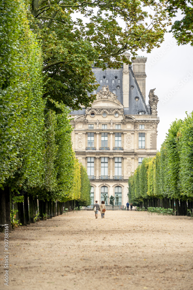 Tuileries gardens in the city Paris