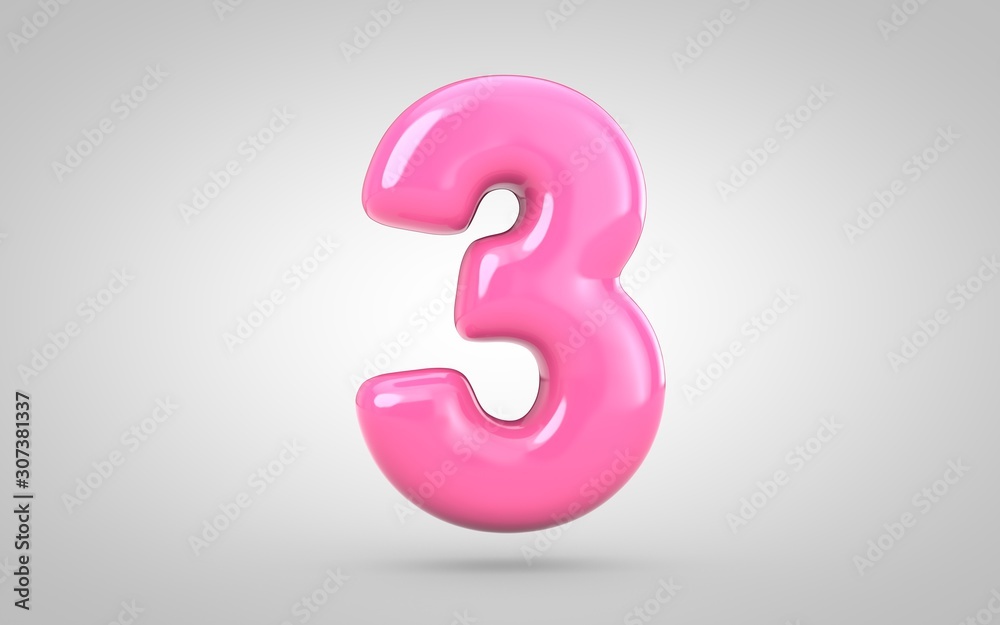 Bubble Gum number 3 isolated on white background. Bubble Gum number 3 isolated on white background.