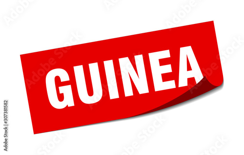 Guinea sticker. Guinea red square peeler sign