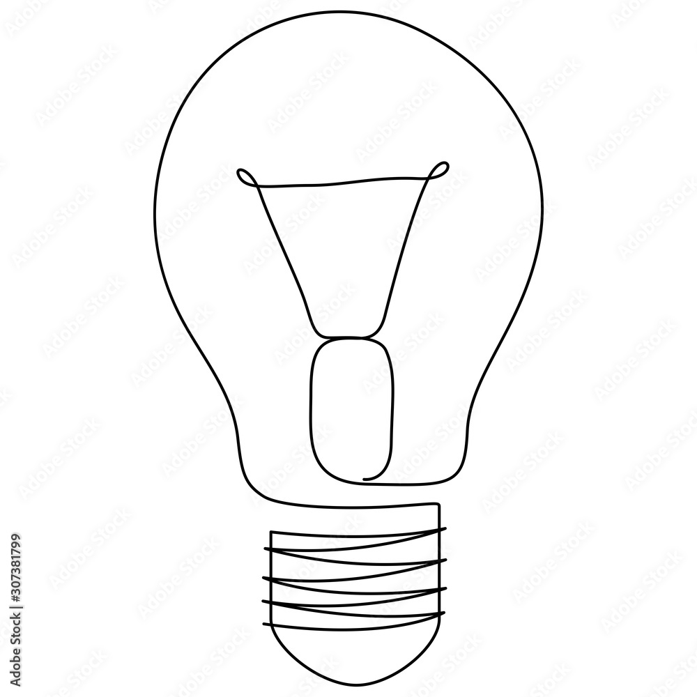 One line drawing light bulb symbol idea. Continuous line style. Vector One line drawing light bulb symbol idea. Continuous line style. Vector