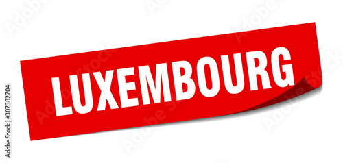 Luxembourg sticker. Luxembourg red square peeler sign