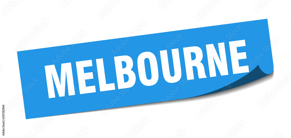 Melbourne sticker. Melbourne blue square peeler sign Melbourne sticker. Melbourne blue square peeler sign