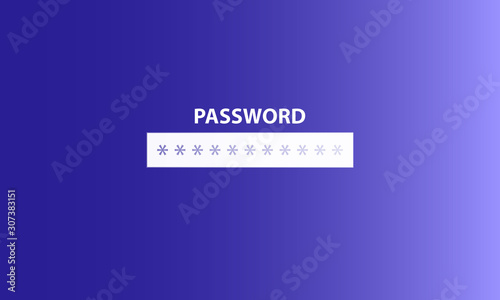 Vector illustration of a blue background with a loading bar and the word password