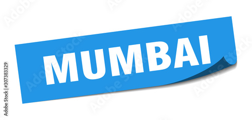 Mumbai sticker. Mumbai blue square peeler sign