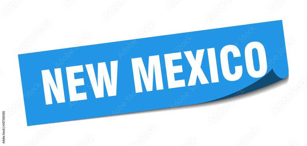 New Mexico sticker. New Mexico blue square peeler sign