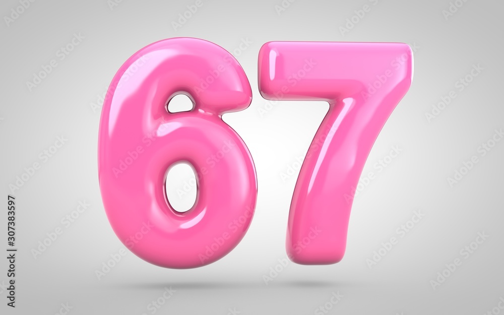Bubble Gum number 67 isolated on white background. Bubble Gum number 67 isolated on white background.