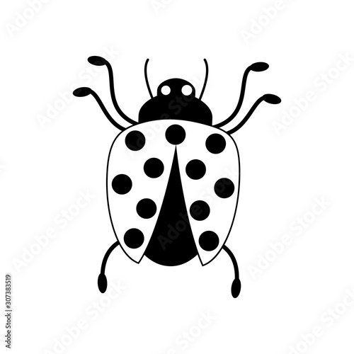 Ladybug beetle flat outline image on white isolated background © irinapugacheva