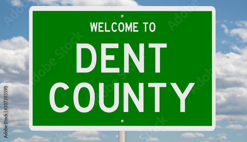 Rendering of a green 3d highway sign for Dent County