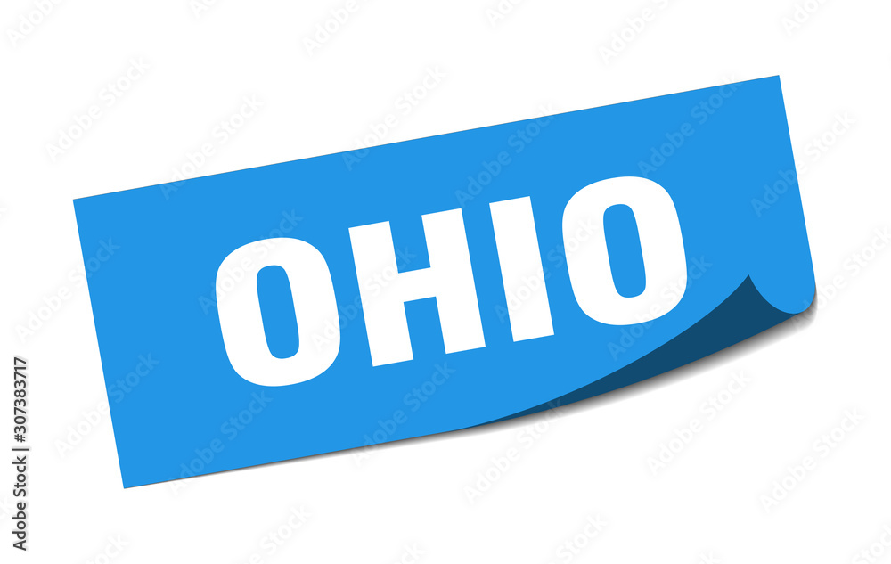 Ohio sticker. Ohio blue square peeler sign Ohio sticker. Ohio blue square peeler sign