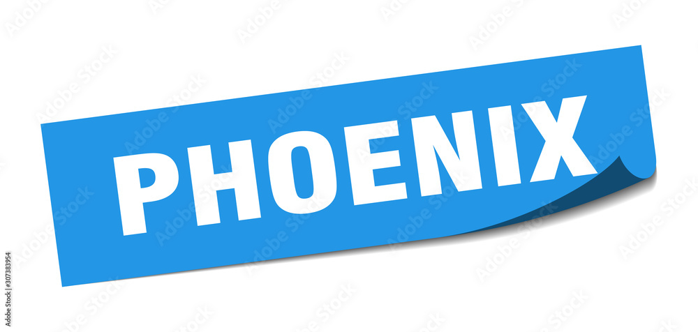 Phoenix sticker. Phoenix blue square peeler sign