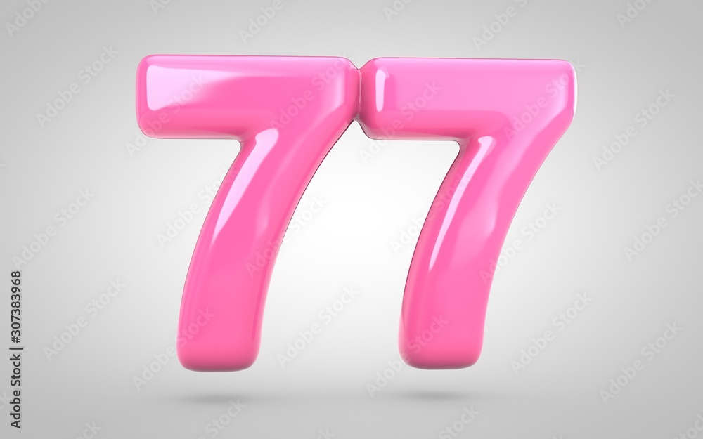 Bubble Gum number 77 isolated on white background. Bubble Gum number 77 isolated on white background.