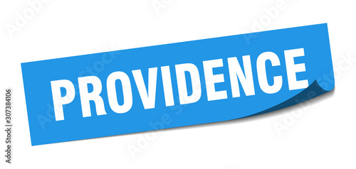 Providence sticker. Providence blue square peeler sign