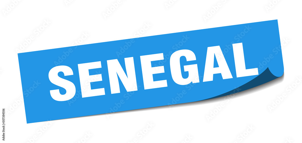 Senegal sticker. Senegal blue square peeler sign