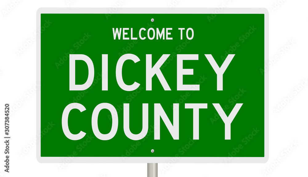 Rendering of a green 3d highway sign for Dickey County Rendering of a green 3d highway sign for Dickey County
