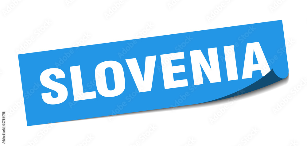 Slovenia sticker. Slovenia blue square peeler sign Slovenia sticker. Slovenia blue square peeler sign