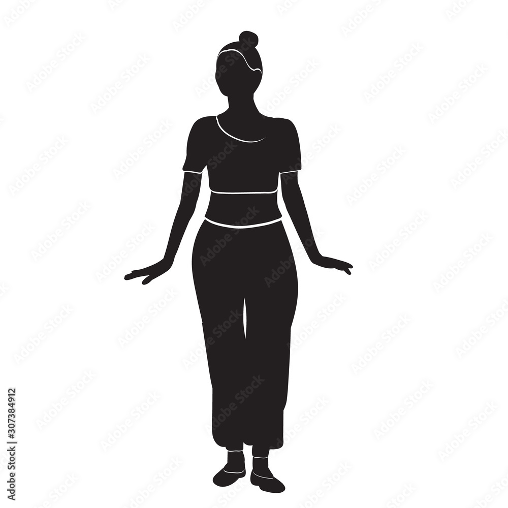 isolated, silhouette with lines of a dancing girl isolated, silhouette with lines of a dancing girl