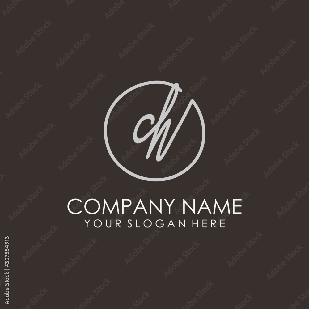 CH initials signature logo. Handwritten vector logo template connected to a circle. Hand drawn Calligraphy lettering Vector illustration. CH initials signature logo. Handwritten vector logo template connected to a circle. Hand drawn Calligraphy lettering Vector illustration.