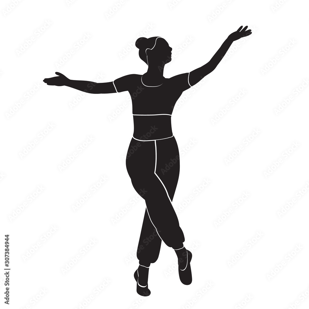silhouette with lines of a dancing girl