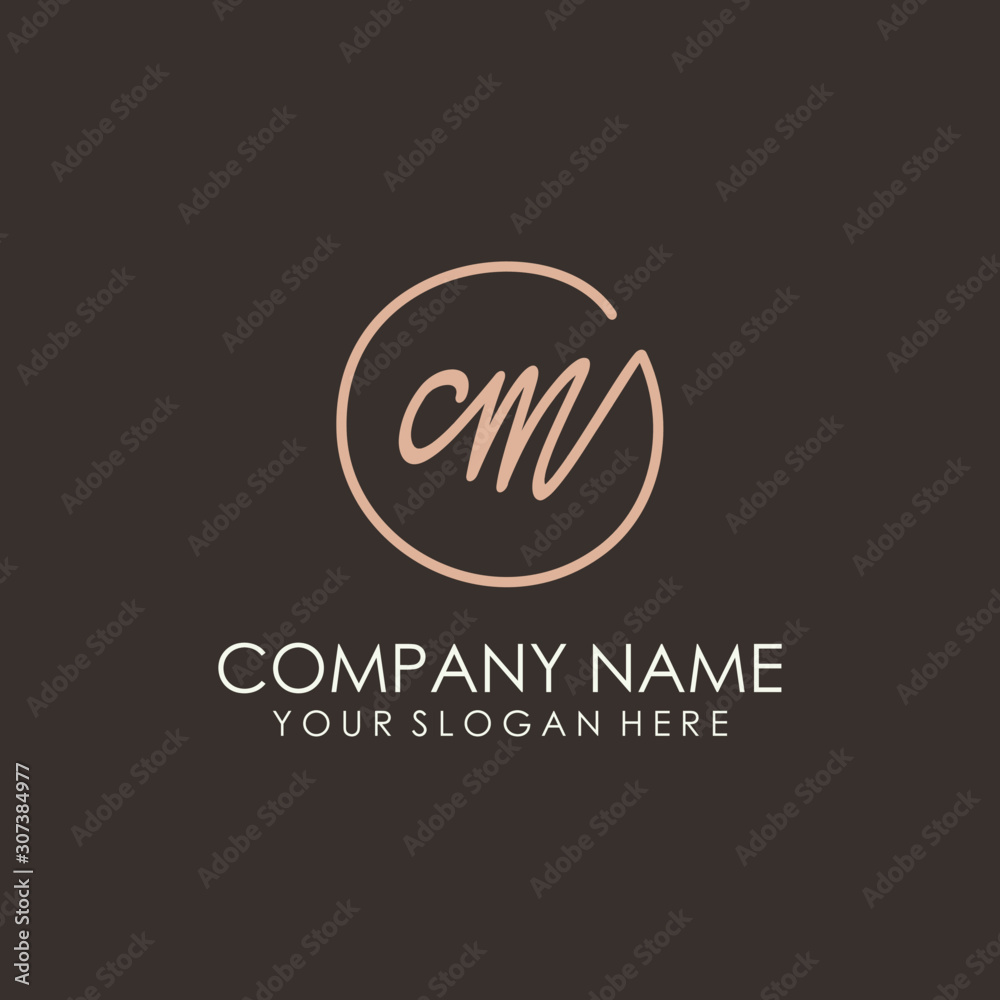 CM initials signature logo. Handwritten vector logo template connected to a circle. Hand drawn Calligraphy lettering Vector illustration. CM initials signature logo. Handwritten vector logo template connected to a circle. Hand drawn Calligraphy lettering Vector illustration.
