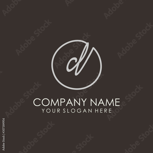 CL initials signature logo. Handwritten vector logo template connected to a circle. Hand drawn Calligraphy lettering Vector illustration.