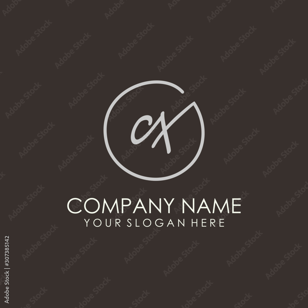 CX initials signature logo. Handwritten vector logo template connected to a circle. Hand drawn Calligraphy lettering Vector illustration. CX initials signature logo. Handwritten vector logo template connected to a circle. Hand drawn Calligraphy lettering Vector illustration.