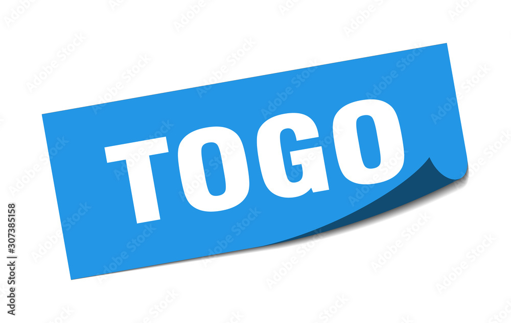 Togo sticker. Togo blue square peeler sign Togo sticker. Togo blue square peeler sign
