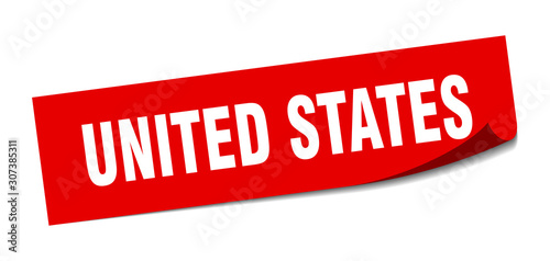 United States sticker. United States red square peeler sign