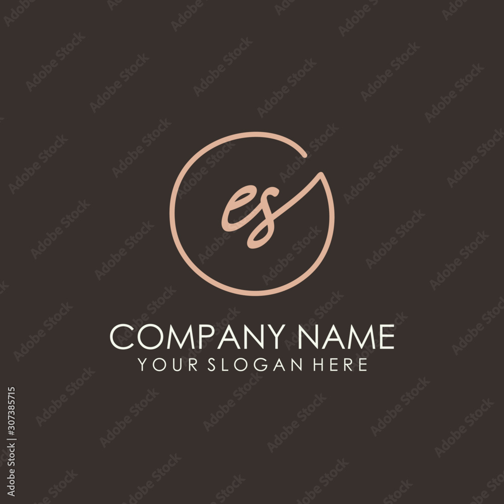 ES initials signature logo. Handwritten vector logo template connected to a circle. Hand drawn Calligraphy lettering Vector illustration. ES initials signature logo. Handwritten vector logo template connected to a circle. Hand drawn Calligraphy lettering Vector illustration.