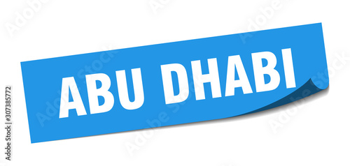 Abu Dhabi sticker. Abu Dhabi blue square peeler sign