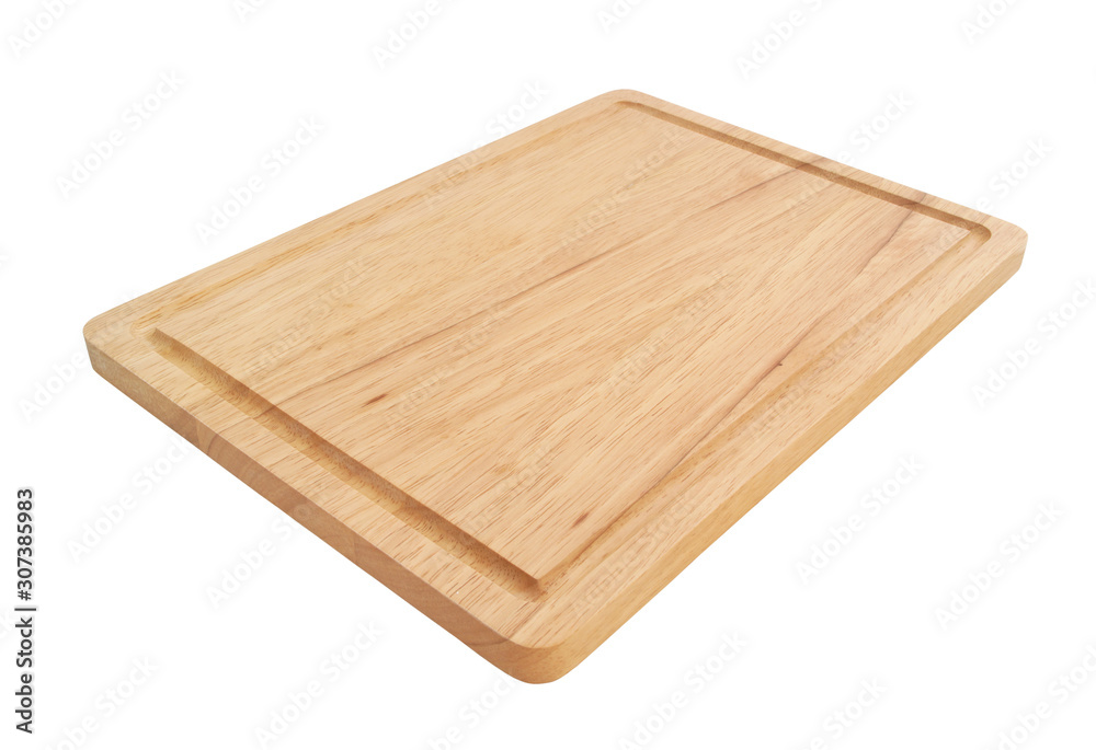 Wooden cutting board isolated on white 