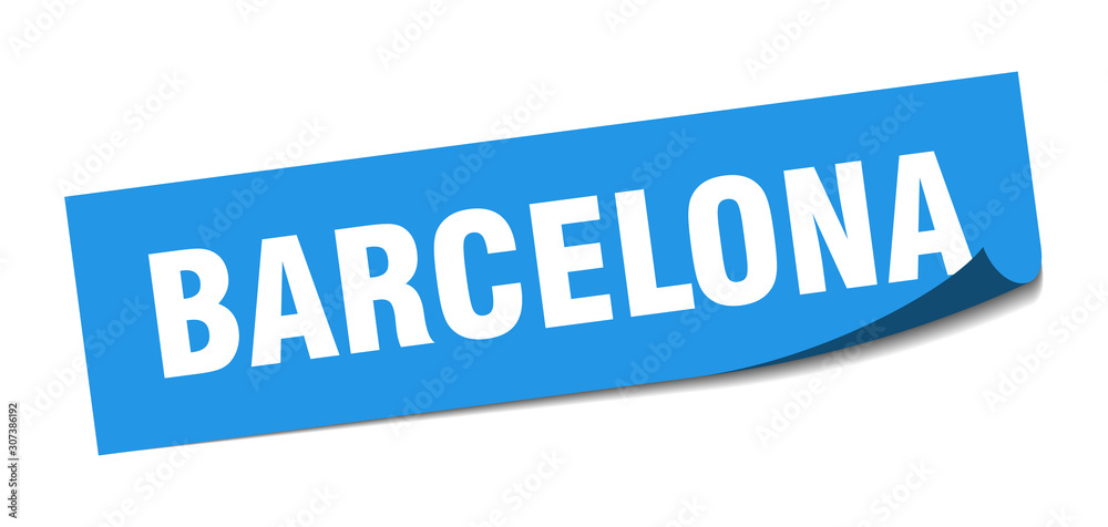 Barcelona sticker. Barcelona blue square peeler sign Barcelona sticker. Barcelona blue square peeler sign