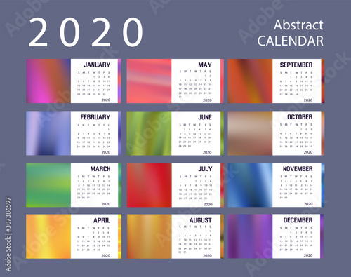 abstract calendar 2020 on lilac vector new year