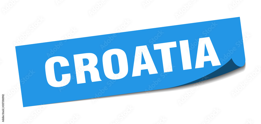 Croatia sticker. Croatia blue square peeler sign