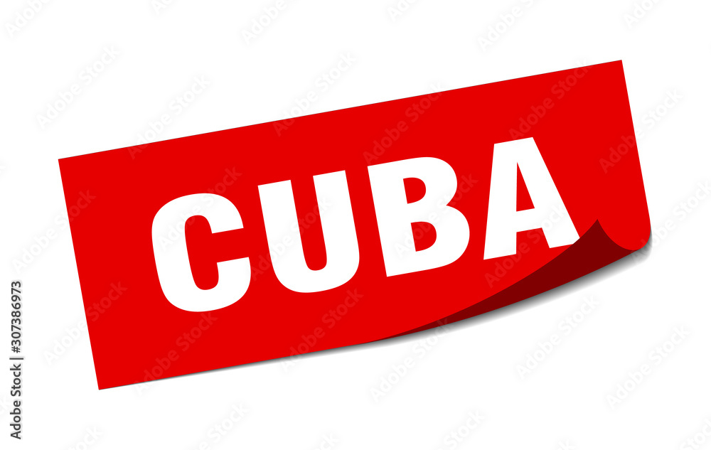 Cuba sticker. Cuba red square peeler sign Cuba sticker. Cuba red square peeler sign