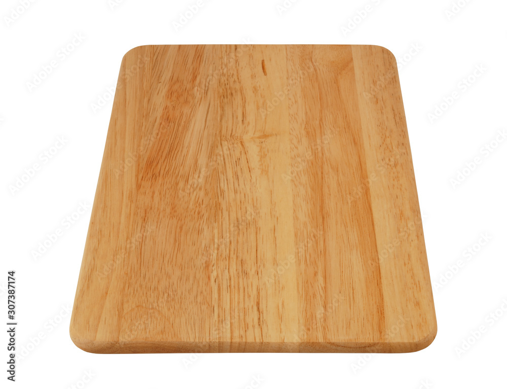Wooden cutting board isolated on white background