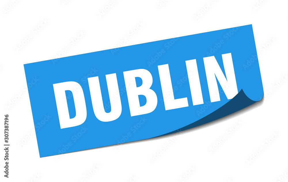 Dublin sticker. Dublin blue square peeler sign