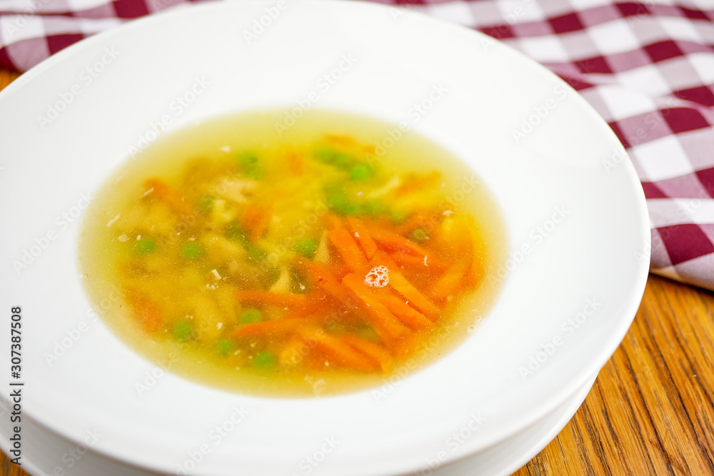 Soup on a restaurant table