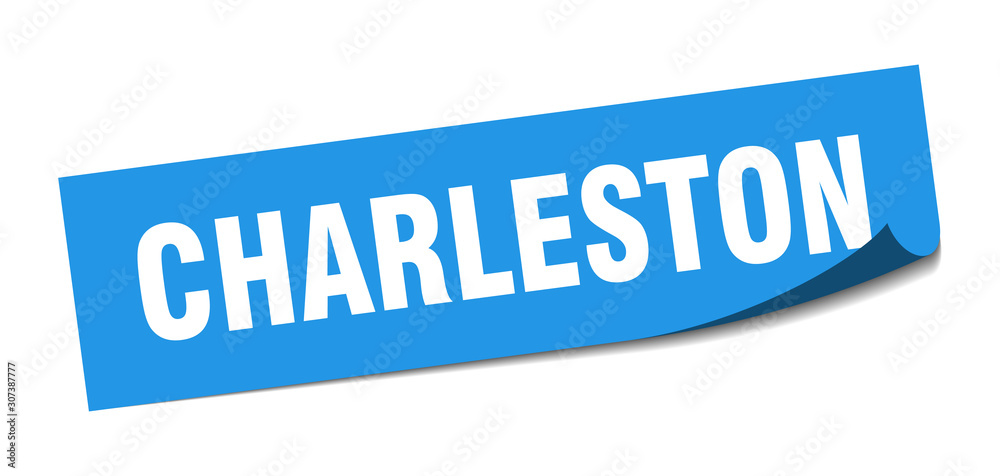 Charleston sticker. Charleston blue square peeler sign