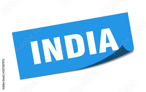 India sticker. India blue square peeler sign