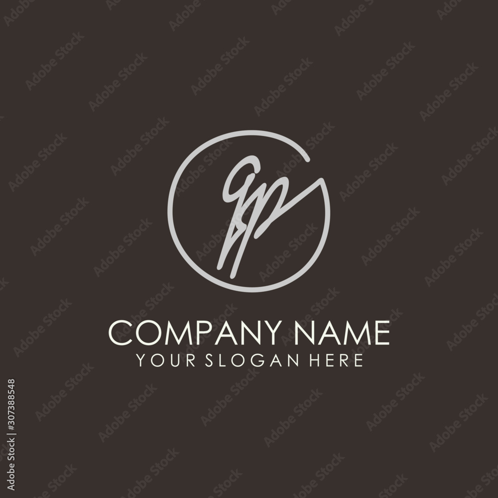 QP initials signature logo. Handwritten vector logo template connected to a circle. Hand drawn Calligraphy lettering Vector illustration. QP initials signature logo. Handwritten vector logo template connected to a circle. Hand drawn Calligraphy lettering Vector illustration.