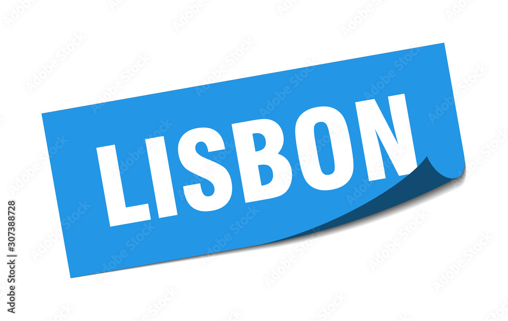 Lisbon sticker. Lisbon blue square peeler sign Lisbon sticker. Lisbon blue square peeler sign