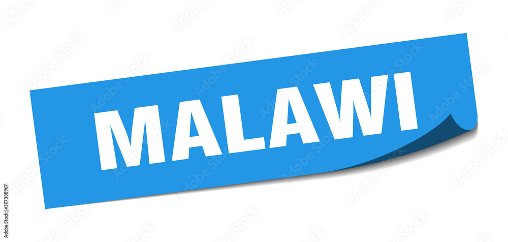 Malawi sticker. Malawi blue square peeler sign